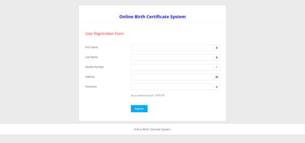 Online Birth Certificate System